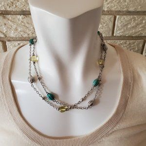 Judith Ripka Sterling Silver Cubic Zirconia Gemstone Link Chain Necklace 36"